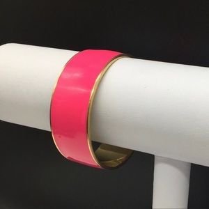 Vintage J. Crew Bright Pink and Gold 1” Wide Bangle Bracelet